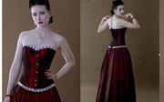酒红色束腰腰封钢骨corset哥特式，宫廷马甲塑身，收腹束身衣女塑身衣