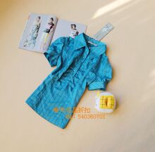 VERO* MODA奢华 专柜正品 深蓝气质条纹修身短袖衬衣 原价399