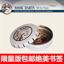 包邮正品美国BookDarts Tins 75枚铁盒装书签 限量版三色金属书签