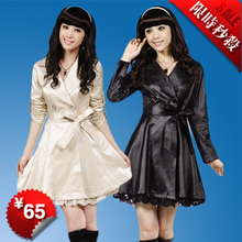 2011秋装新款女装时尚韩版蕾丝边气质风衣特价秒杀仅65元 0913