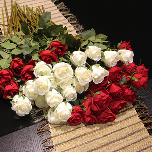 仿真花假玫瑰花高仿真(高仿真)孔雀玫瑰，苞客厅绢花塑料花