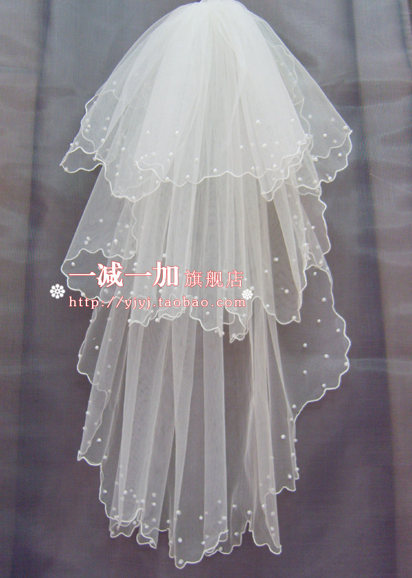 疯抢限量30条包邮 3层造型头纱*新娘新娘头纱 白米红3色入