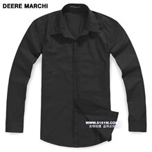 【5151m】DEERE MARCHI英伦皇室品位纯棉翻领长袖衬衫DM16黑