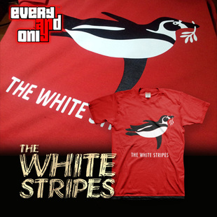 thewhitestripes白色条纹，摇滚乐队penguin企鹅短袖，纯棉男女t恤
