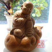 台湾铁丸石工艺石雕摆件，一角禅小沙弥，聆听和尚石愿品牌