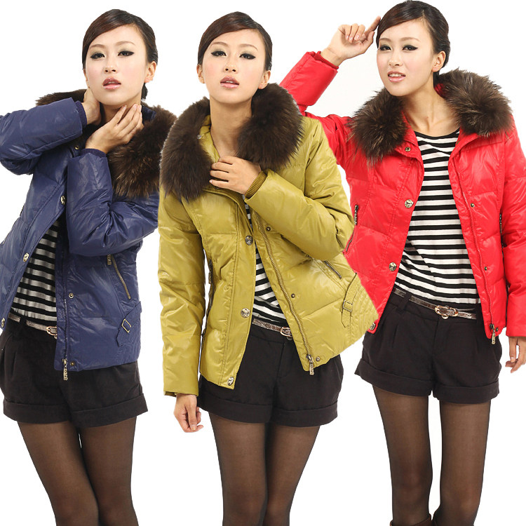 2011冰洁羽绒服正品女清仓特价 女士羽绒服 女 短款 大毛领羽绒衣