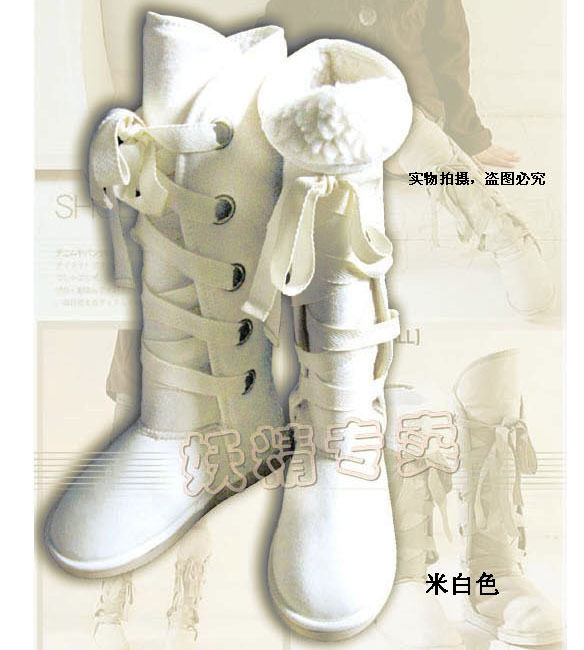 08新款UGG同款-绑带高筒羊糕毛雪地靴!~米白咖啡 圣诞期间特价-女鞋 -