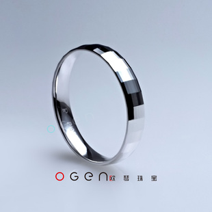  5钻【OGEN欧琴珠宝】0809铂金协会pt950铂金婚戒指心相随对戒