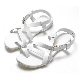  韩国休闲凉鞋牛皮凉鞋时尚拖鞋套趾男鞋罗马鞋白色黑色A163