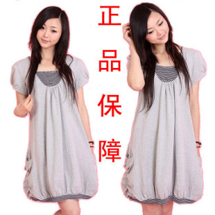 皇冠2010夏款孕妇装韩国时尚韵女人韩版条纹妈咪孕妇裙花边连衣裙