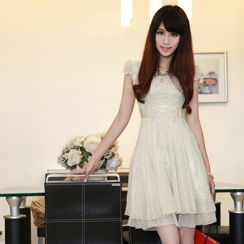 正品大码女装 2012新款夏装韩版 <span class=H>阿依莲</span>风格短袖 雪纺连衣裙 夏
