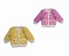 手工编织856#婴幼儿纯羊毛线衣宝宝开衫外套外出服粉色黄色毛线衣