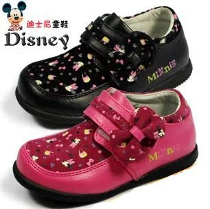  迪士尼正品disney米妮儿童皮鞋绒面皮pu公主鞋韩版休闲鞋可爱女童