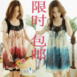免邮 10新款热销TY159#花色宽松彩绘浪漫碎花雪纺连衣裙 包邮