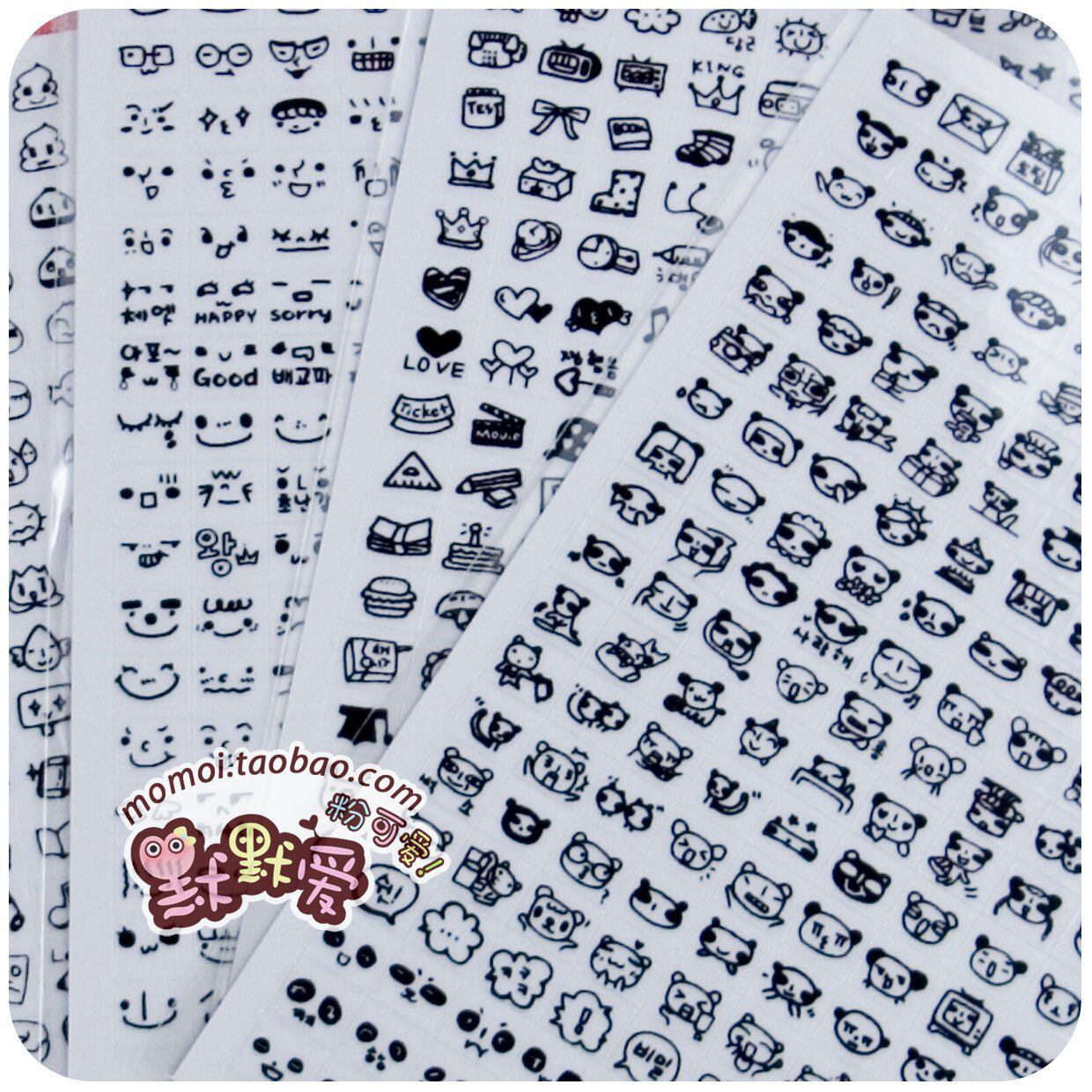 Silent Love ♥ Diary Must Handpainted Wind Cute Stickers Korea Diary Stickers Sticker black Section