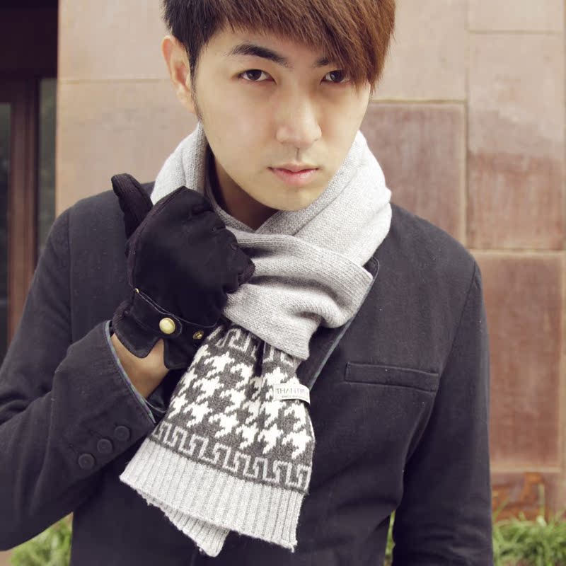 英伦风男士围巾羊绒线...