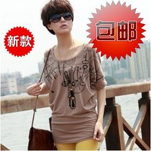 夏装女装胖MM 2012新款韩版时尚烫钻蝙蝠袖显瘦宽松大码T短袖T恤