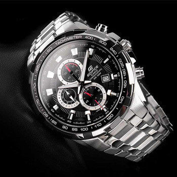 卡西欧CASIO 黑色不锈钢石英防划耐磨运动男士腕