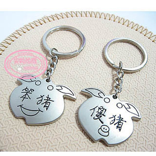 【实物拍摄】满28包邮 韩 饰品 傻猪头情侣挂件6053