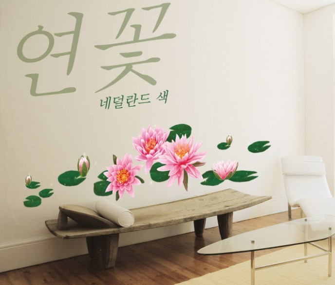 创意家居生活馆 睡莲 古典风客厅书房背景墙上装饰品 可移除墙贴 创意家居生活馆 睡莲 古典风客厅书房背景墙上装饰品 可移除墙贴