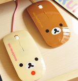 低价热卖 Rilakkuma轻松熊 可爱卡通 USB有线光电鼠标 2色选