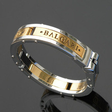 BVLGARI mens gold titanium bracelet / mens jewelry / titanium jewelry / titanium steel trade