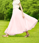 2015春夏超大三层裙摆雪纺半身裙仙女裙波西米亚长裙
