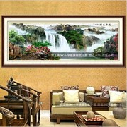 印花dmc十字绣客厅大幅画风景，山水画系列流水生财图