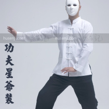 花笙记出品 全能白色亚麻打底衫 周星驰功夫装