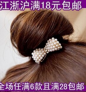 B261日韩女款饰品 丸子头发饰头饰 珍珠蝴蝶结发圈  发箍