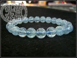  AAA极品海蓝宝手链~规格8MM ~很蓝~