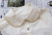 韩国 女衬衫 假领子 蕾丝水钻珍珠配饰项链白色黑色复古 假衣领