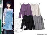 潮妈网购孕妇装 秋冬 纯棉百搭打底衣哺乳衣喂奶衣 上衣