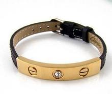 Pulsera de Cartier oro genuino brazalete de diamantes pulsera de cuero del cinturón