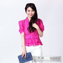 夏装剪标秋水女装伊人紫红桑蚕丝衬衫 无腰带2812(瑕疵)