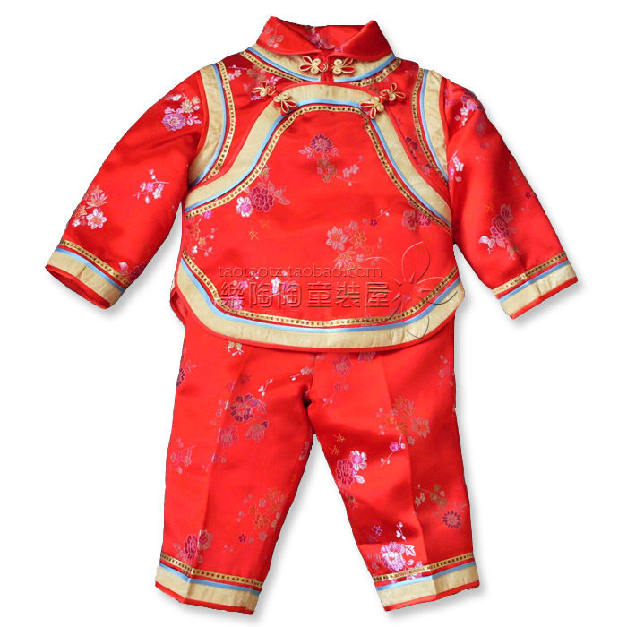 杨瑜 女童冬装童装唐装 棉袄棉裤套装 喜庆红格格装 新年礼服A327