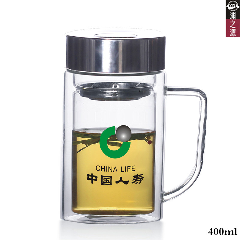 渊之源,定做中国人寿广告礼品杯，双层玻璃杯，记念杯,印字