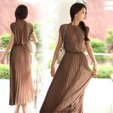 2012夏装新款波西米亚雪纺无袖连衣裙大码中长裙L6132女装