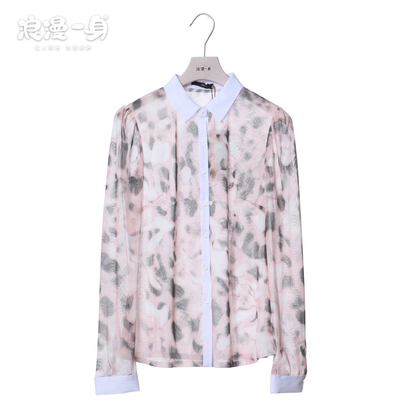 2012专柜正品 RMEO/<span class=H>浪漫</span><span class=H>一</span><span class=H>身</span> 时尚休闲 长袖豹纹衬衫18222115