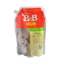 韩国保宁原装B&B婴儿洗衣液 纤维洗涤剂(香草)补充包1300ml