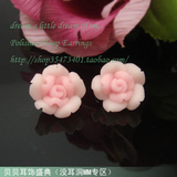 C0004●磁吸耳钉之14MM大软陶玫瑰花●无耳洞无痛耳钉