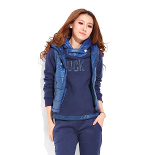  新年促销 新款抓绒加厚 甜美套头套装 带帽卫衣三件套 女韩版包邮