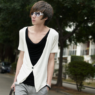 <em>非主流</em>个性<em>衣服</em>韩式男装半截袖学生装男潮t恤