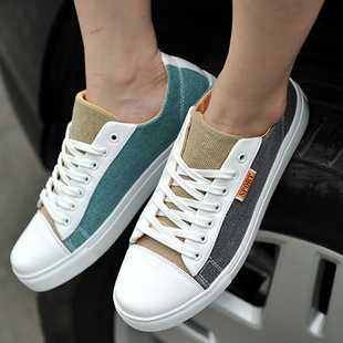  单鞋春季透气时尚潮流英伦休闲男士帆布鞋子板鞋韩版潮男鞋子潮鞋