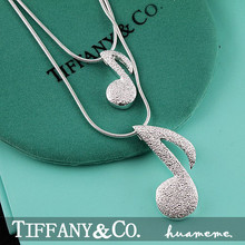 Especial caliente / Tiffany / Plata / collar de doble nota encantadora / 925