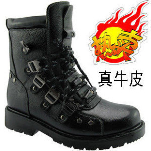  新款牛皮男靴子中帮靴潮流靴 时尚机车靴真皮军靴户外马靴子