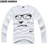 DEERE MARCHI迪尔马奇 莱卡可爱图像弹性男士长袖T恤 DM807白