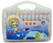 阳光天使 24色炫彩棒 火箭型彩色笔 油画棒水溶性旋转式画棒蜡笔