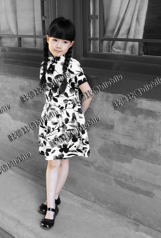 2015 Chinese style Ink cheongsam children cheongsam Improved cheongsam girl full dress Flower Girl Dressesin the Children/Baby/Family fitted , Children's Robes/Costume/National costume , Cheongsam category - from Buy2taobao.com to provide professional Taobao agent buy service