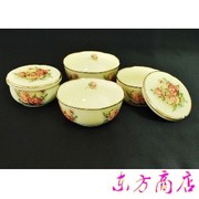 韩国进口餐具 女皇玫瑰夫妻套碗 陶瓷饭碗汤碗 镀金镶边碗